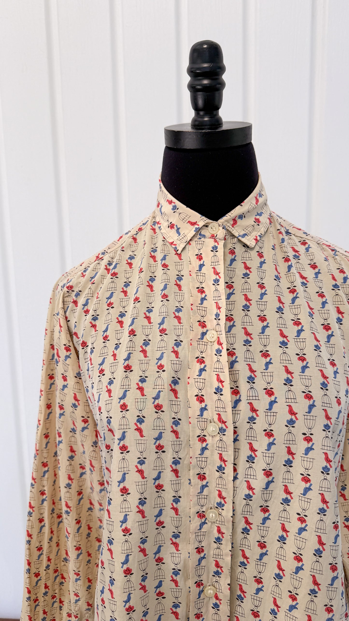 Chemisier beige oiseaux- medium