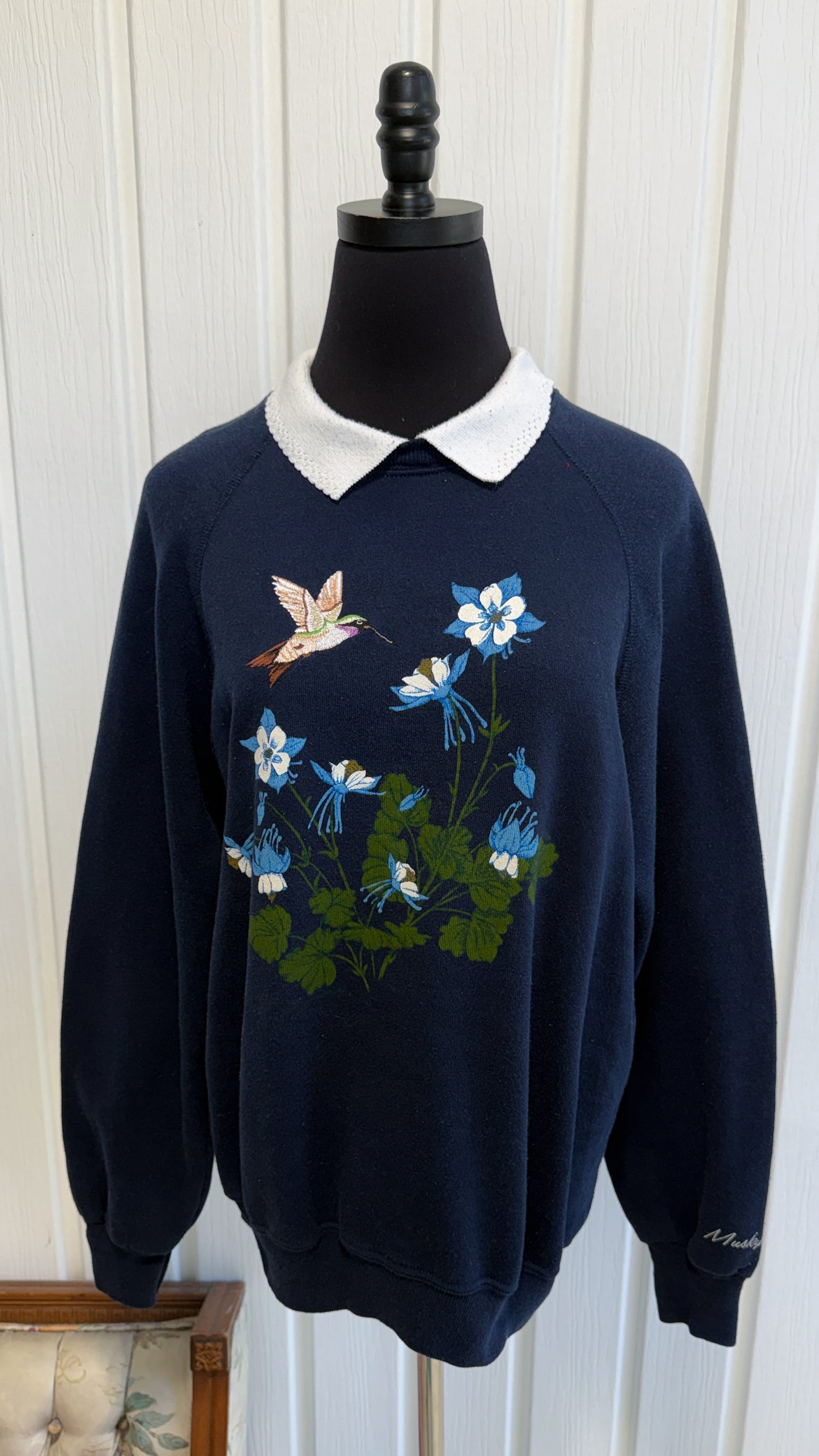 Chandail crewneck marine colibris- medium