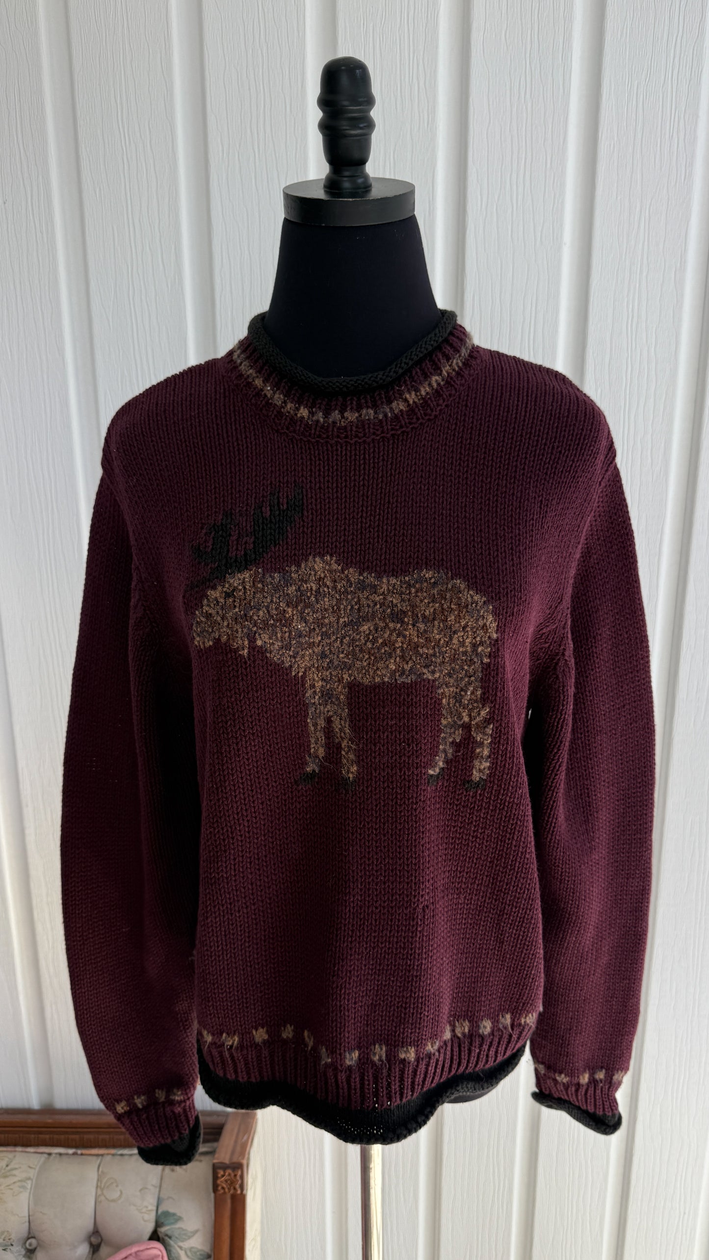 Chandail tricot bourgogne orignal- medium