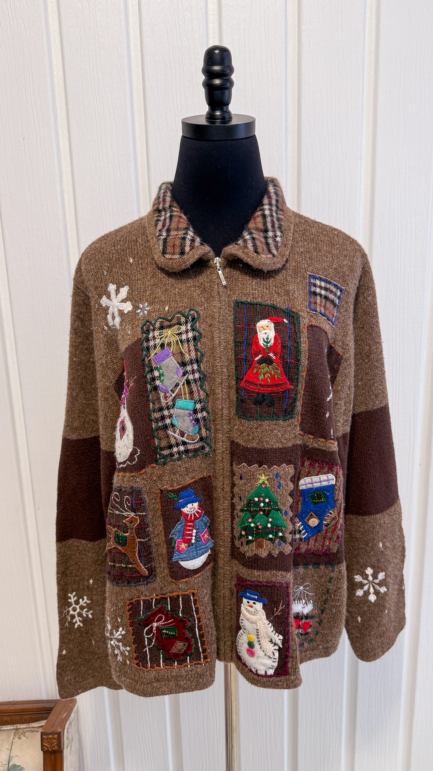 Veste en tricot brune motifs Noel- x-large