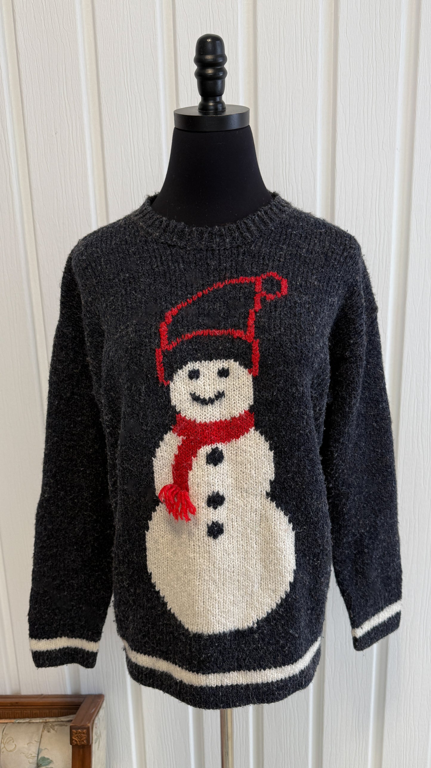 Chandail tricot marine bonhomme de neige- small