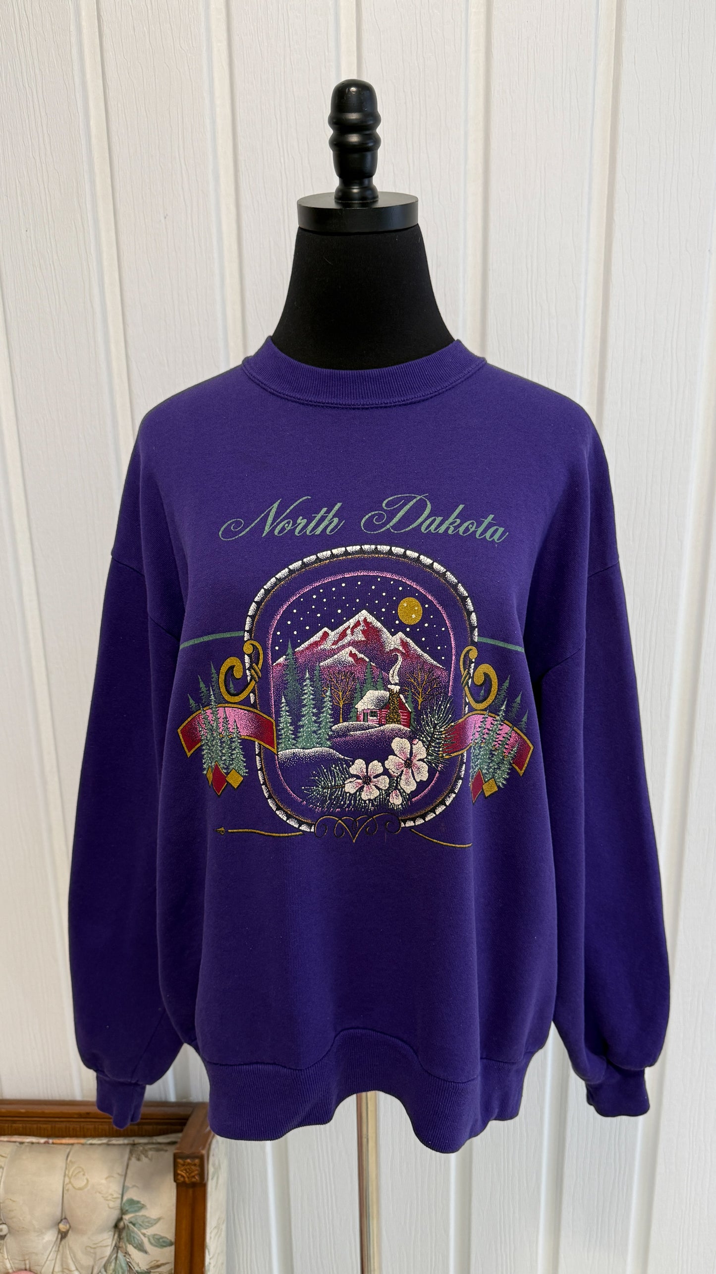 Chandail crewneck violet North Dakota- large