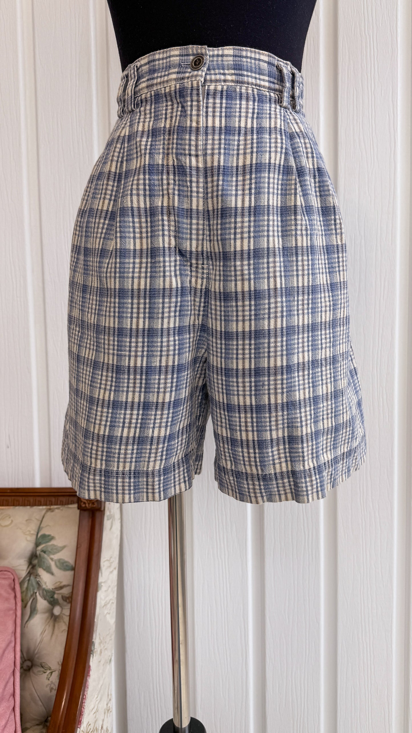 Shorts carreauté beige et bleu-small