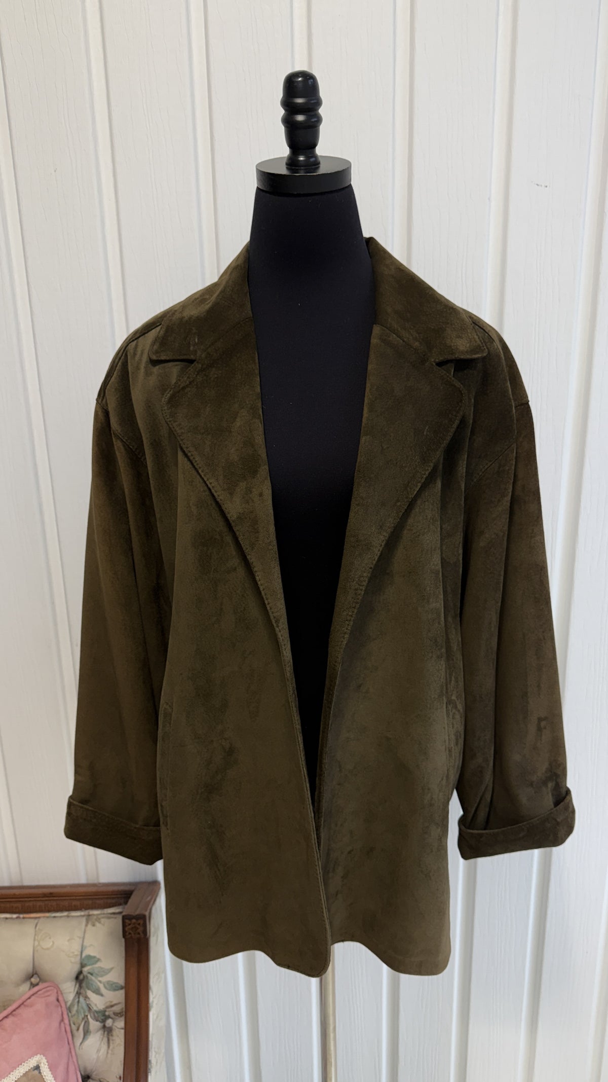 Manteau en suede vert kaki- small