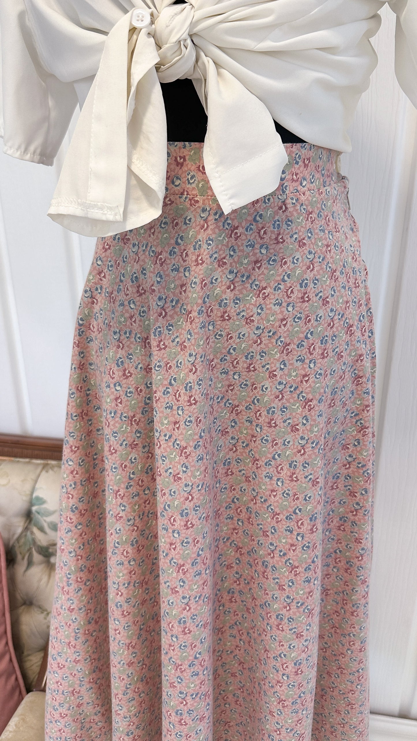 Jupe rose fleurie évasée- medium