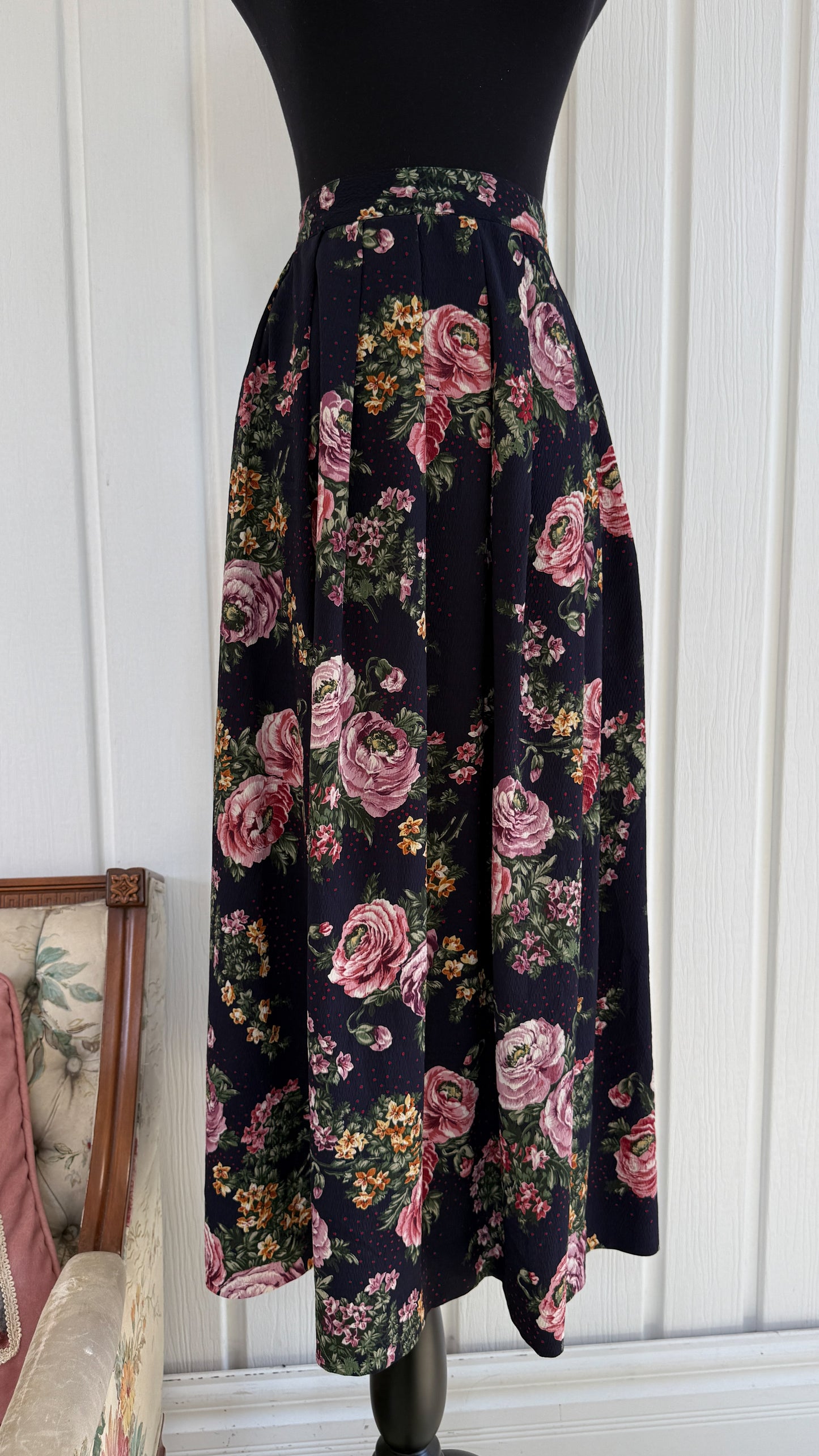 Pink floral nautical skirt - medium