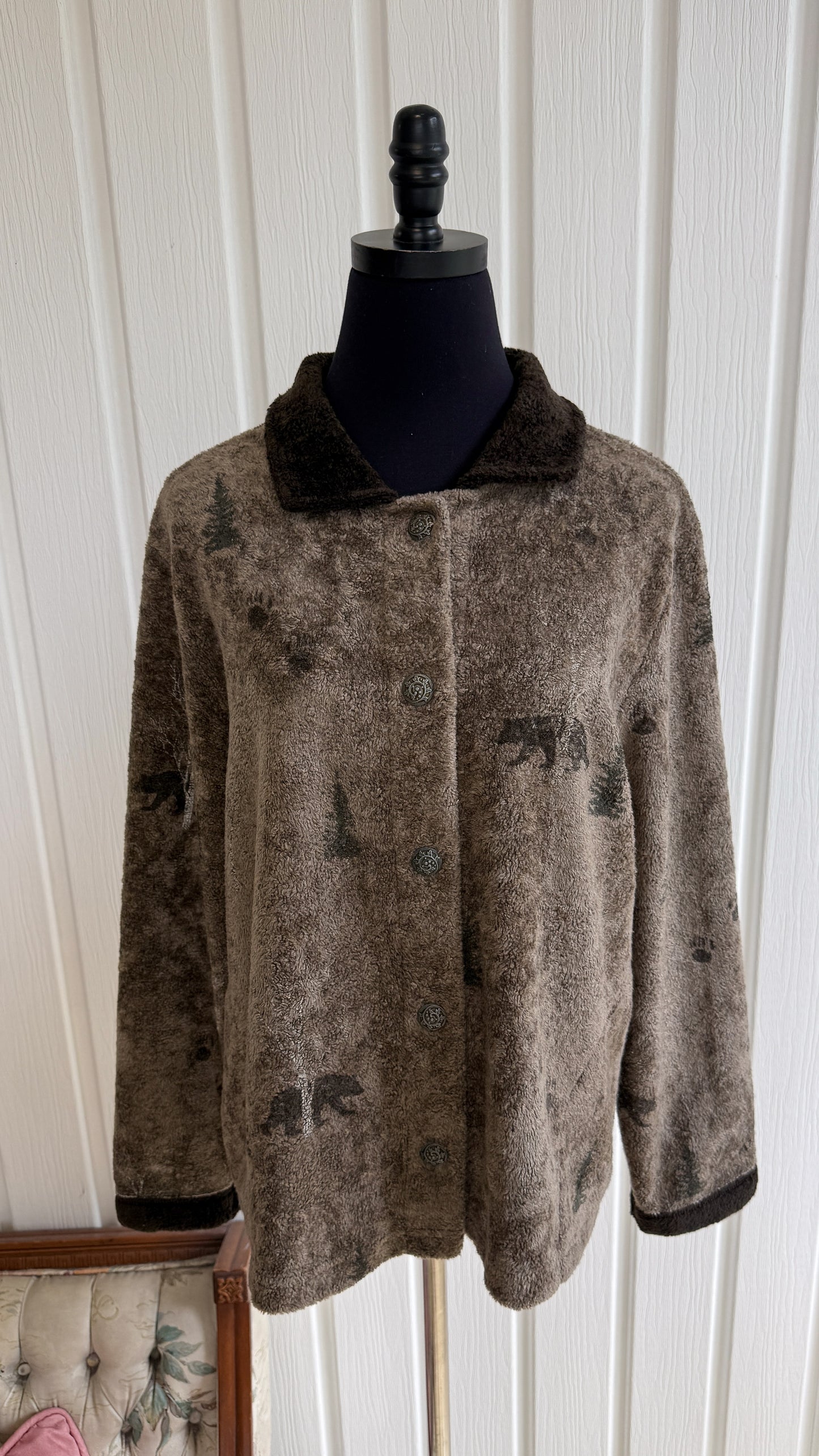 Veste en polar beige ours- large