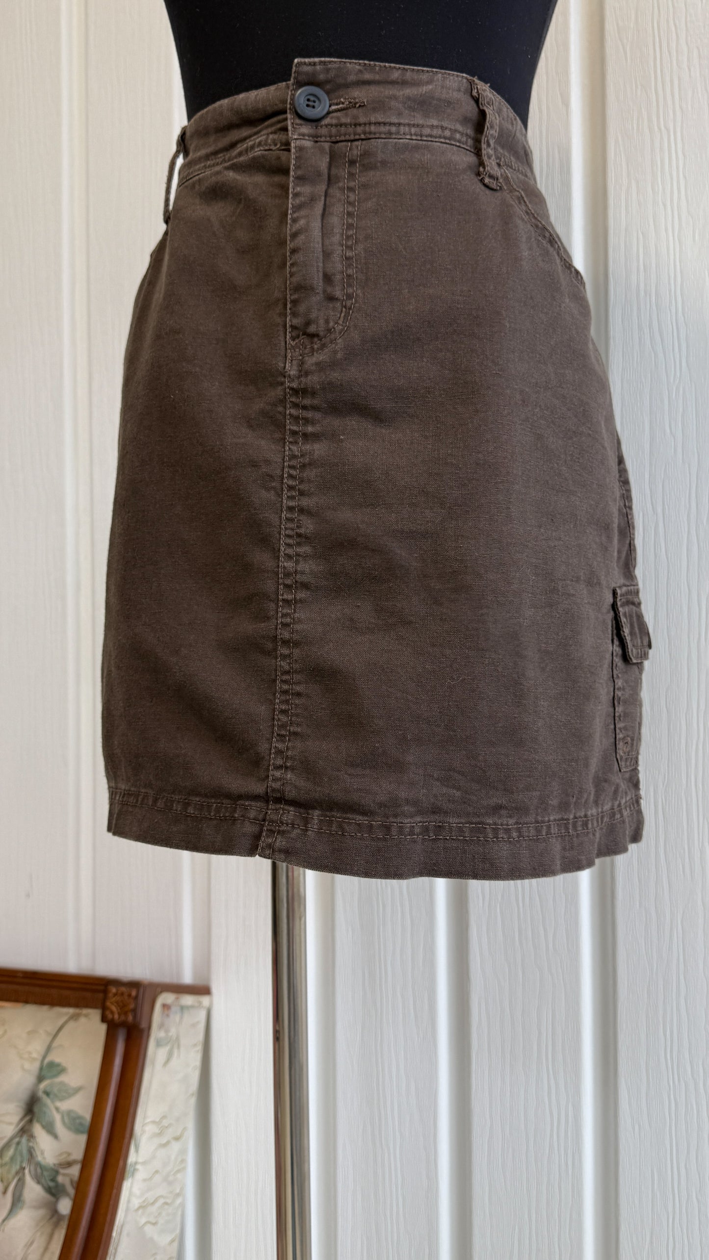 Jupe-short en lin brune- x-large