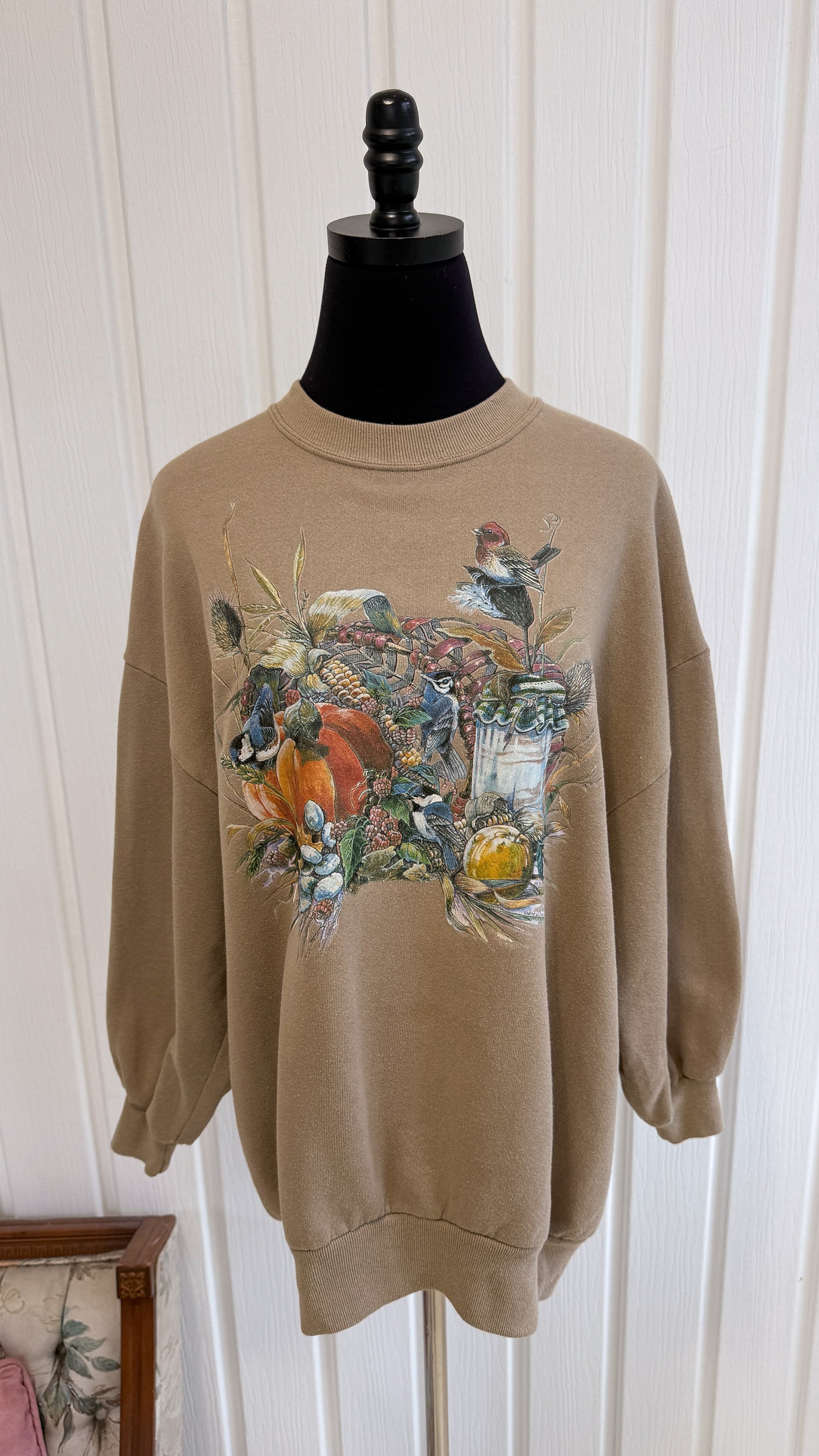 Chandail crewneck beige citrouille- large