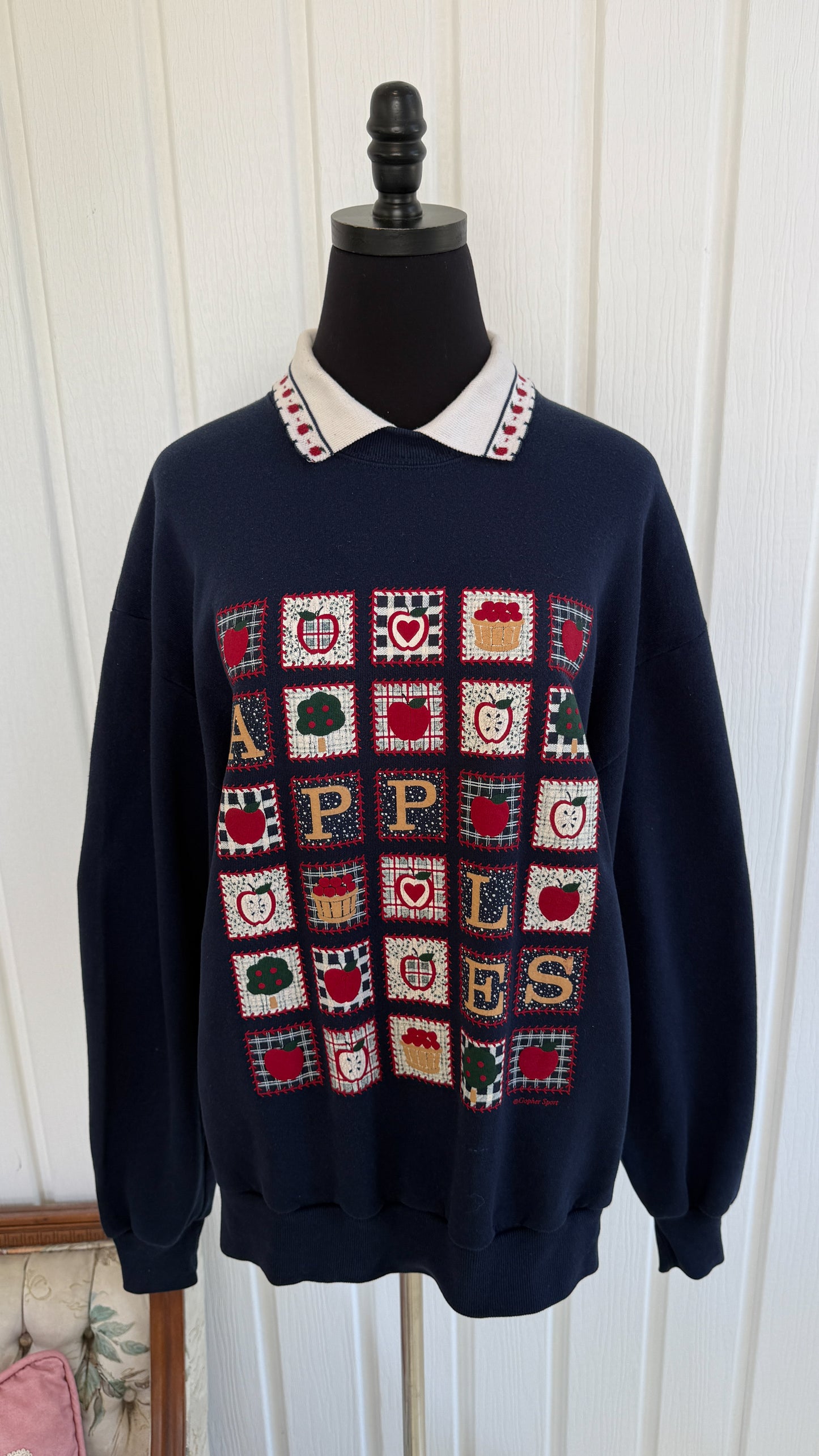 Chandail crewneck marine pommes- medium