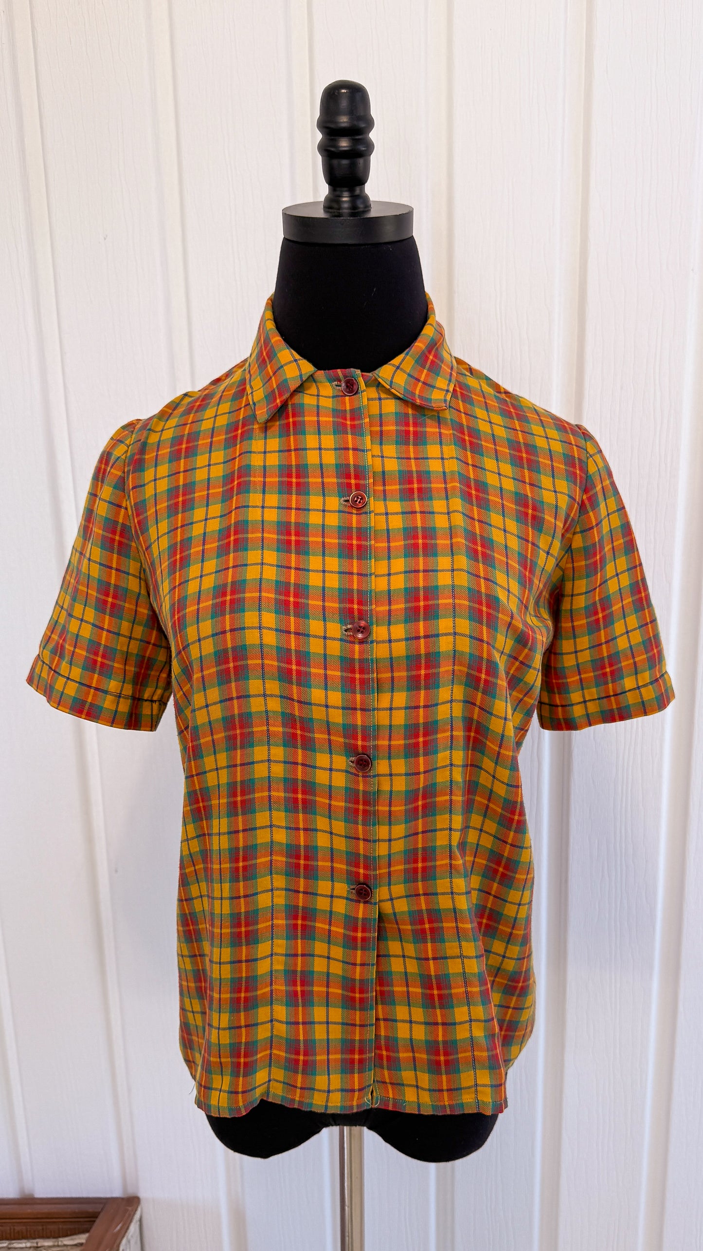 Chemisier carreauté jaune,rouge et bleu- small