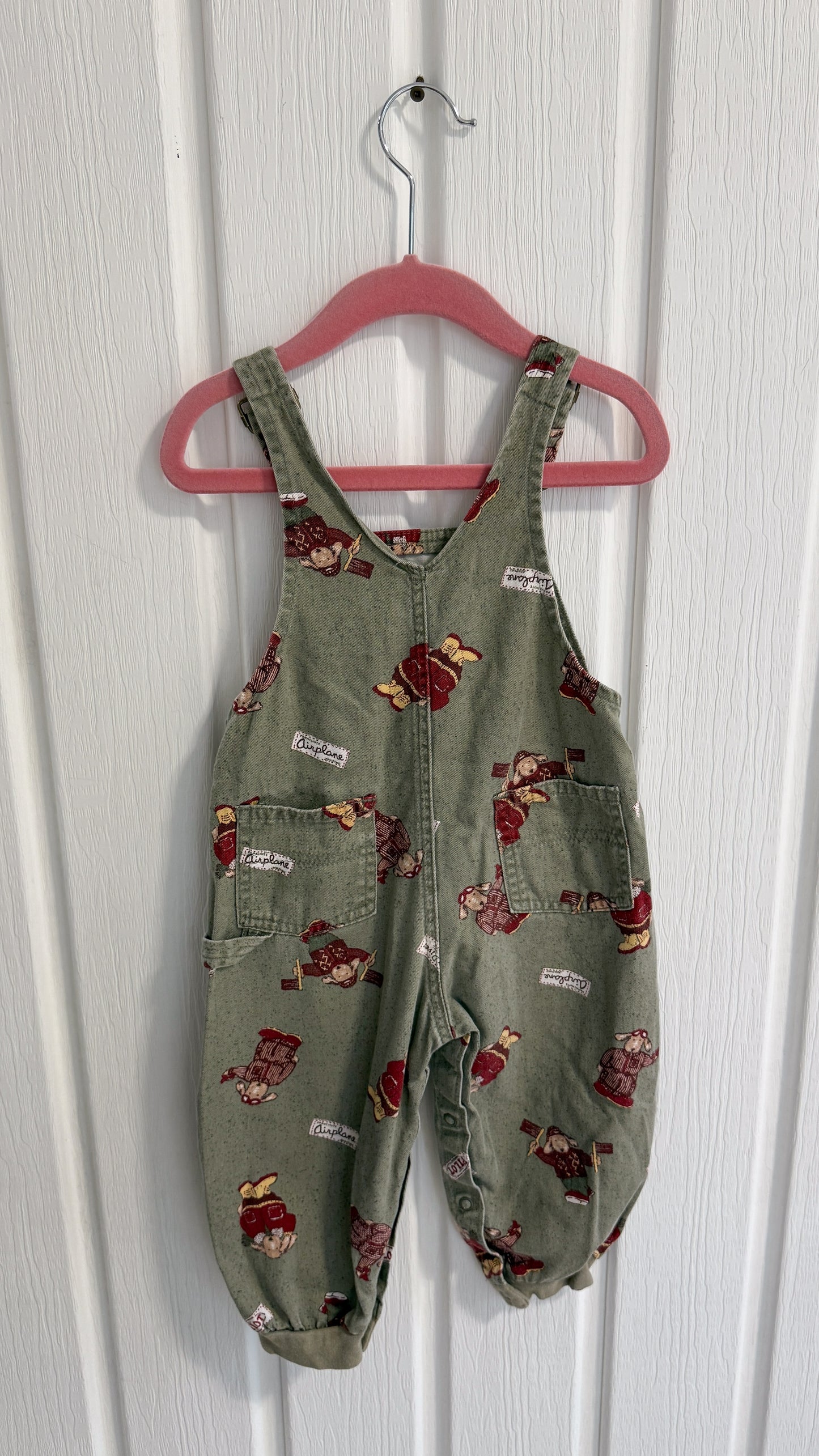 Enfants- salopette en jeans vert chiens- 24mois