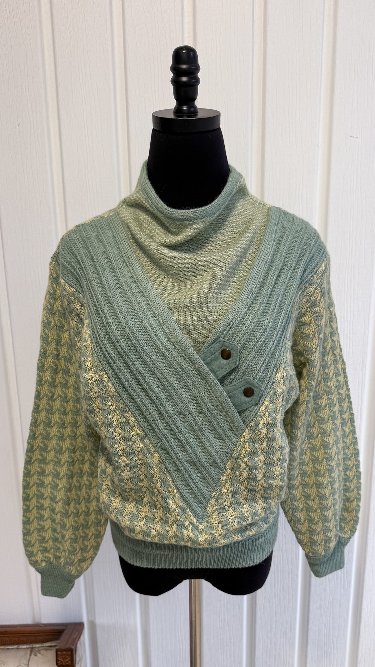 Chandail tricot jaune et sarcelle- small