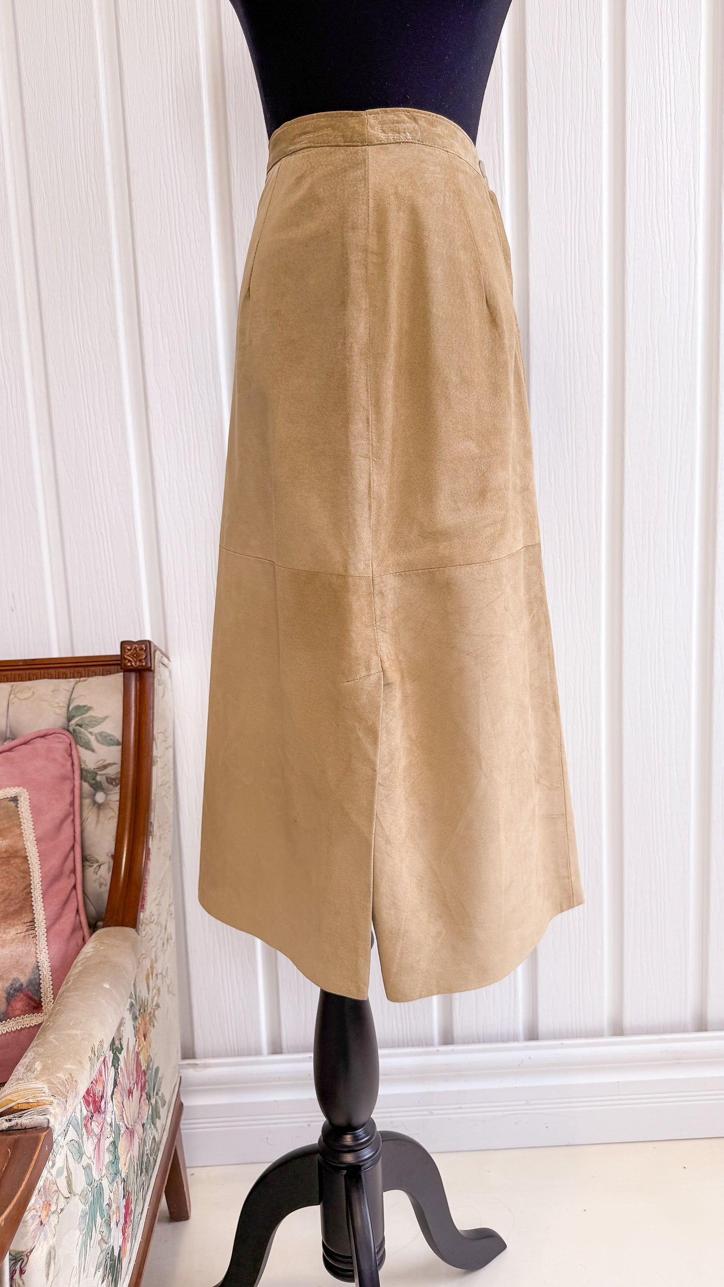 Jupe en vrais suède beige- small