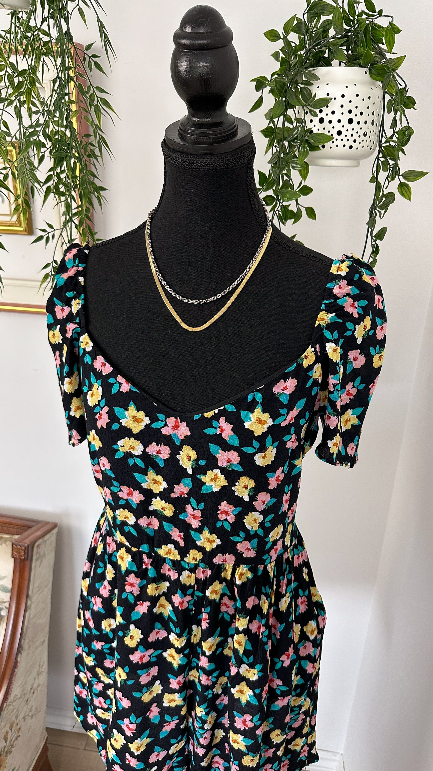 Zara black floral playsuit - large
