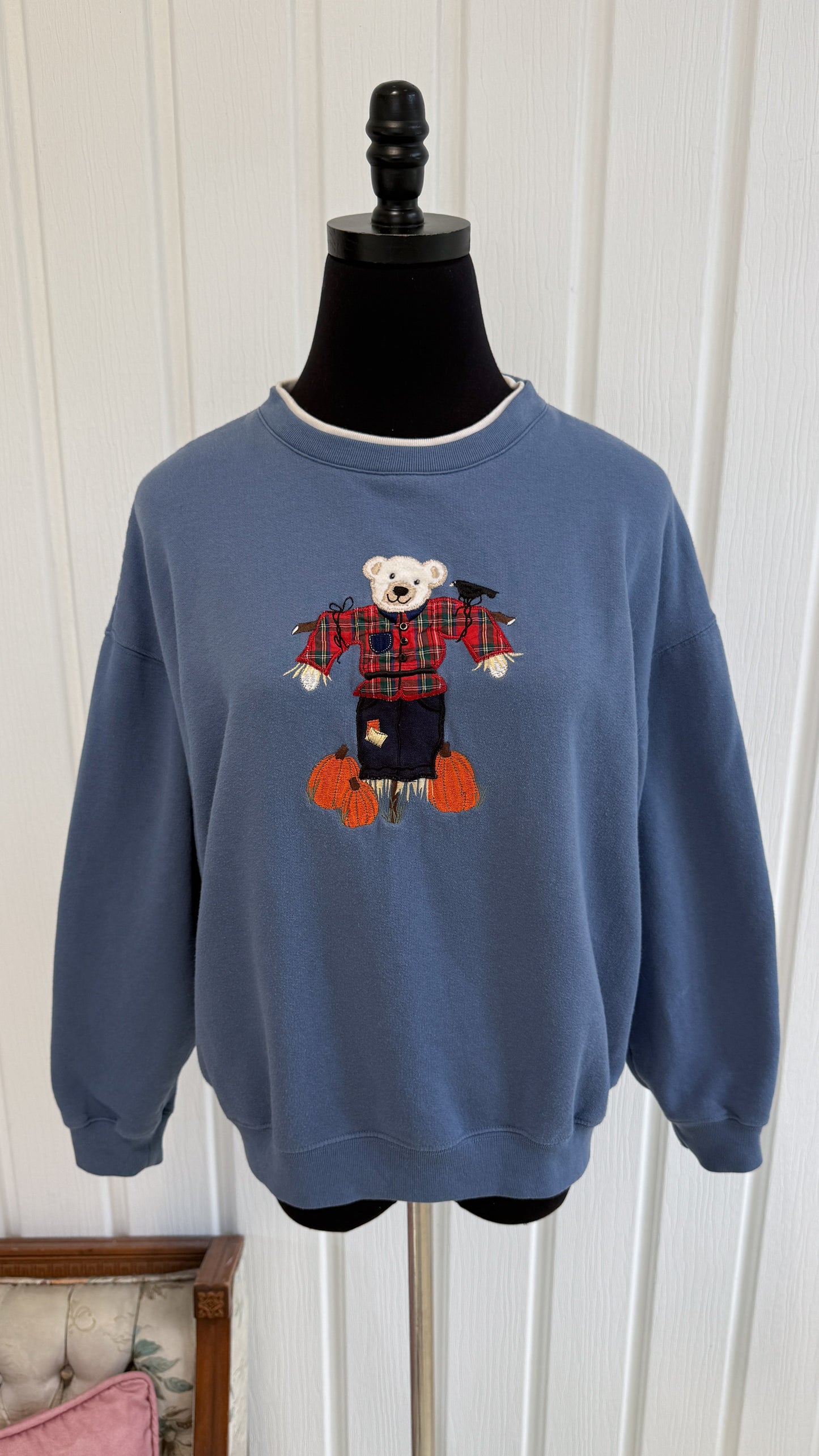 Chandail crewneck bleu éventail- medium