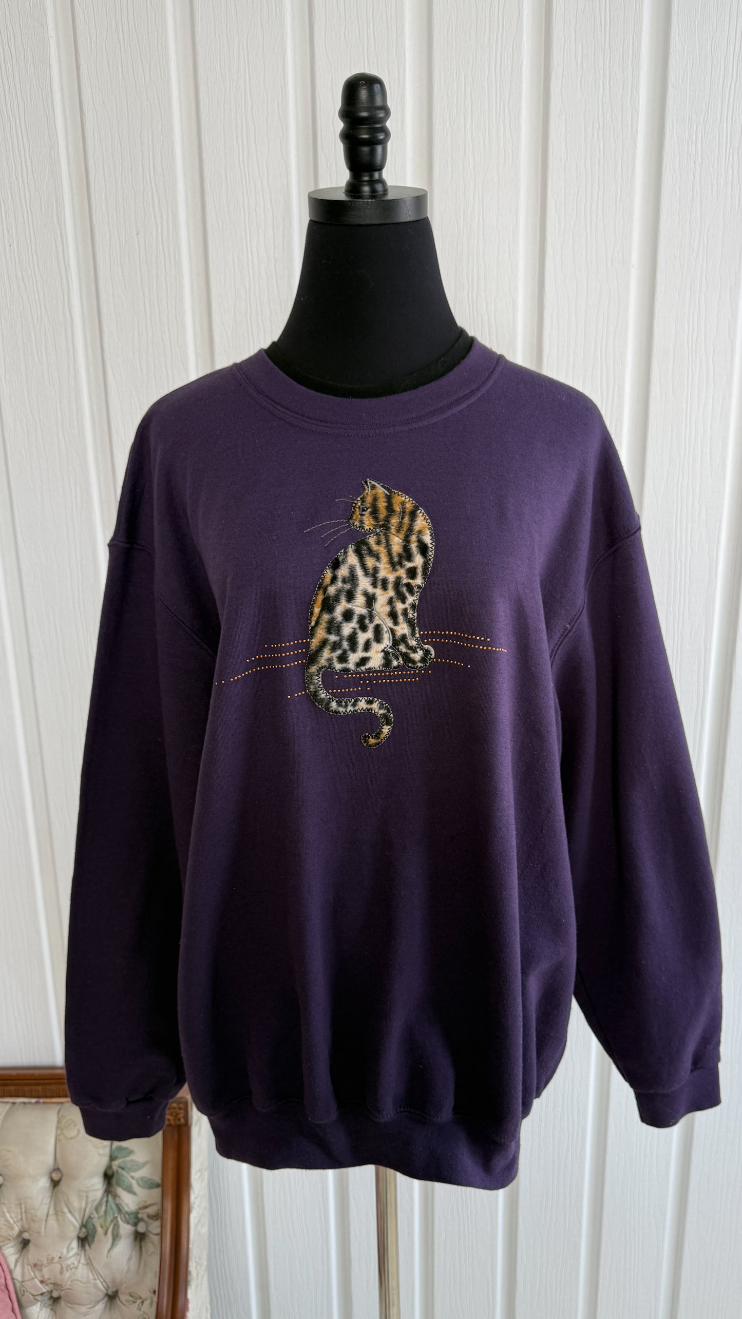 Chandail crewneck mauve léopard- x-large