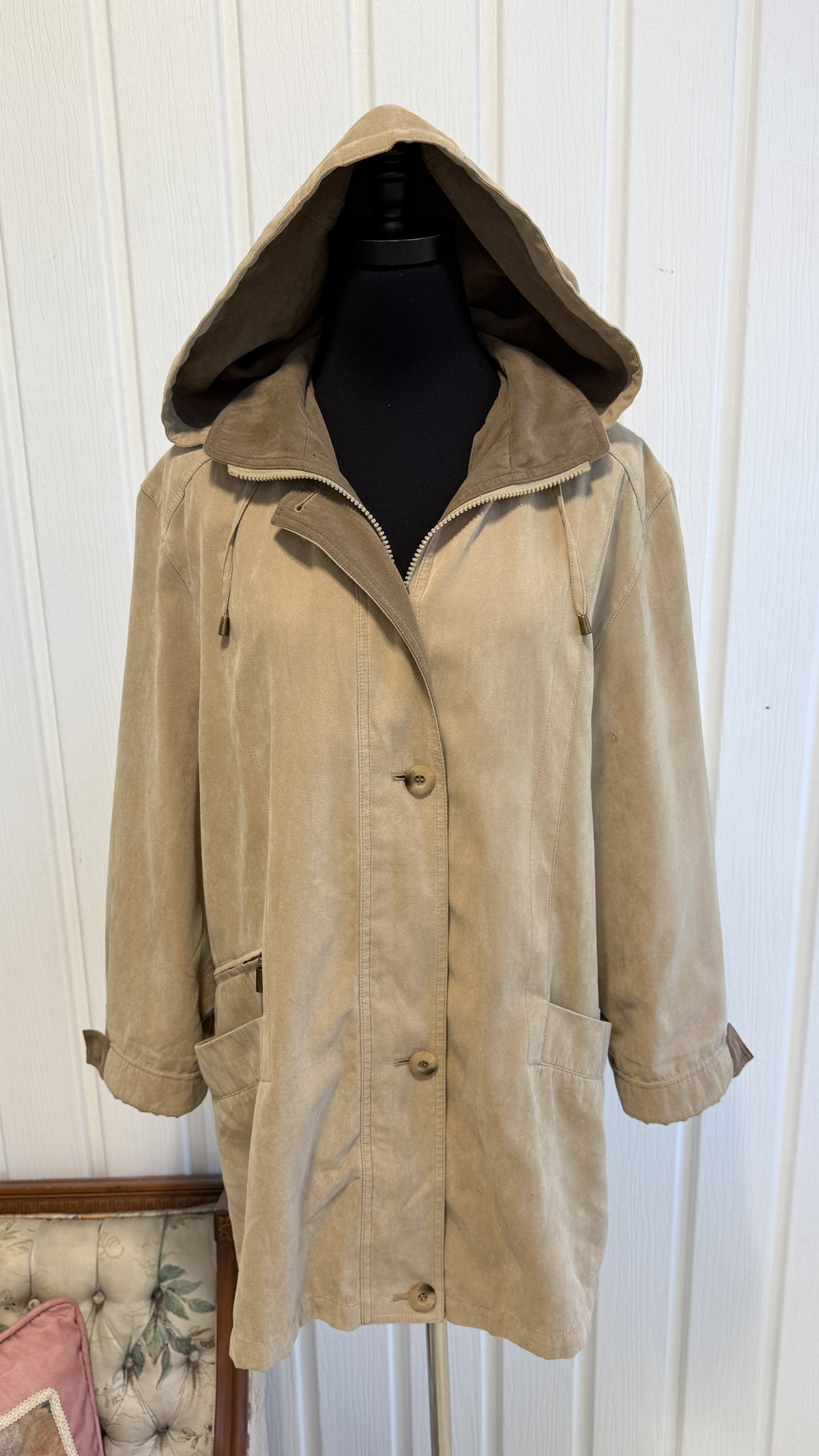 Manteau en faux suède beige - medium
