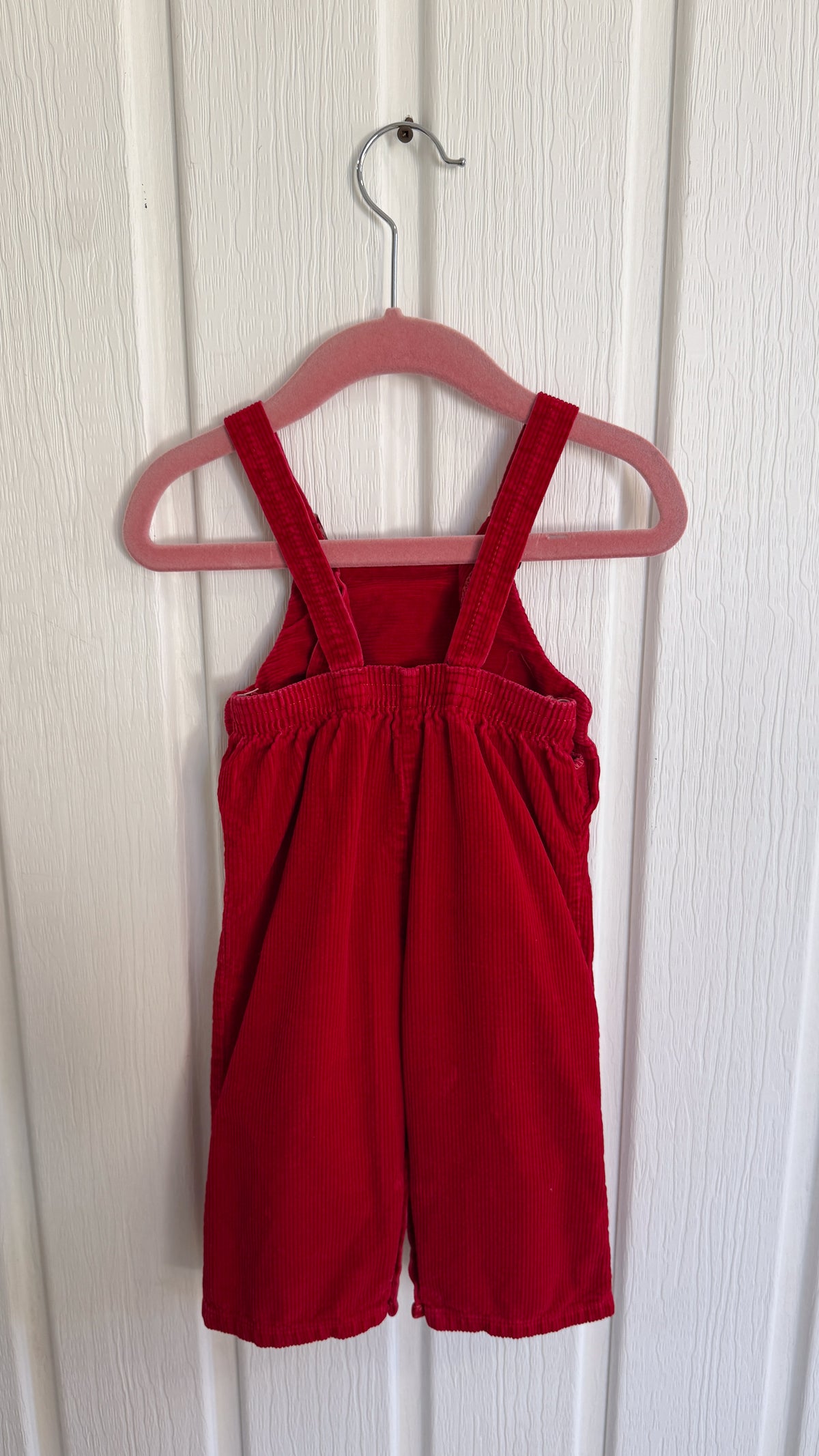Enfants- salopette en corduroy rouge - 12m