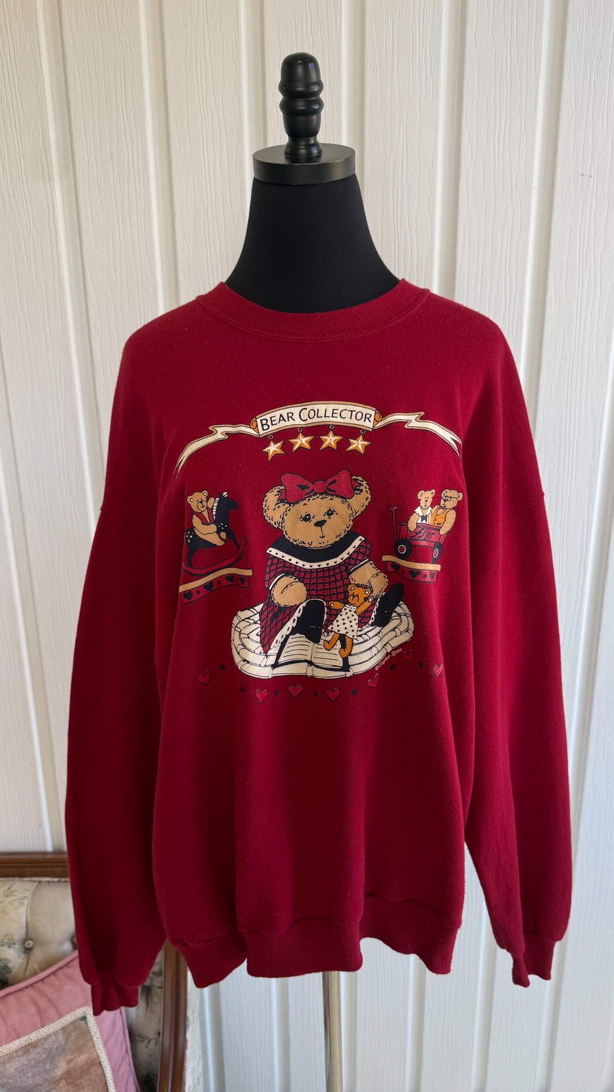 Chandail crewneck rouge ourson- x-large