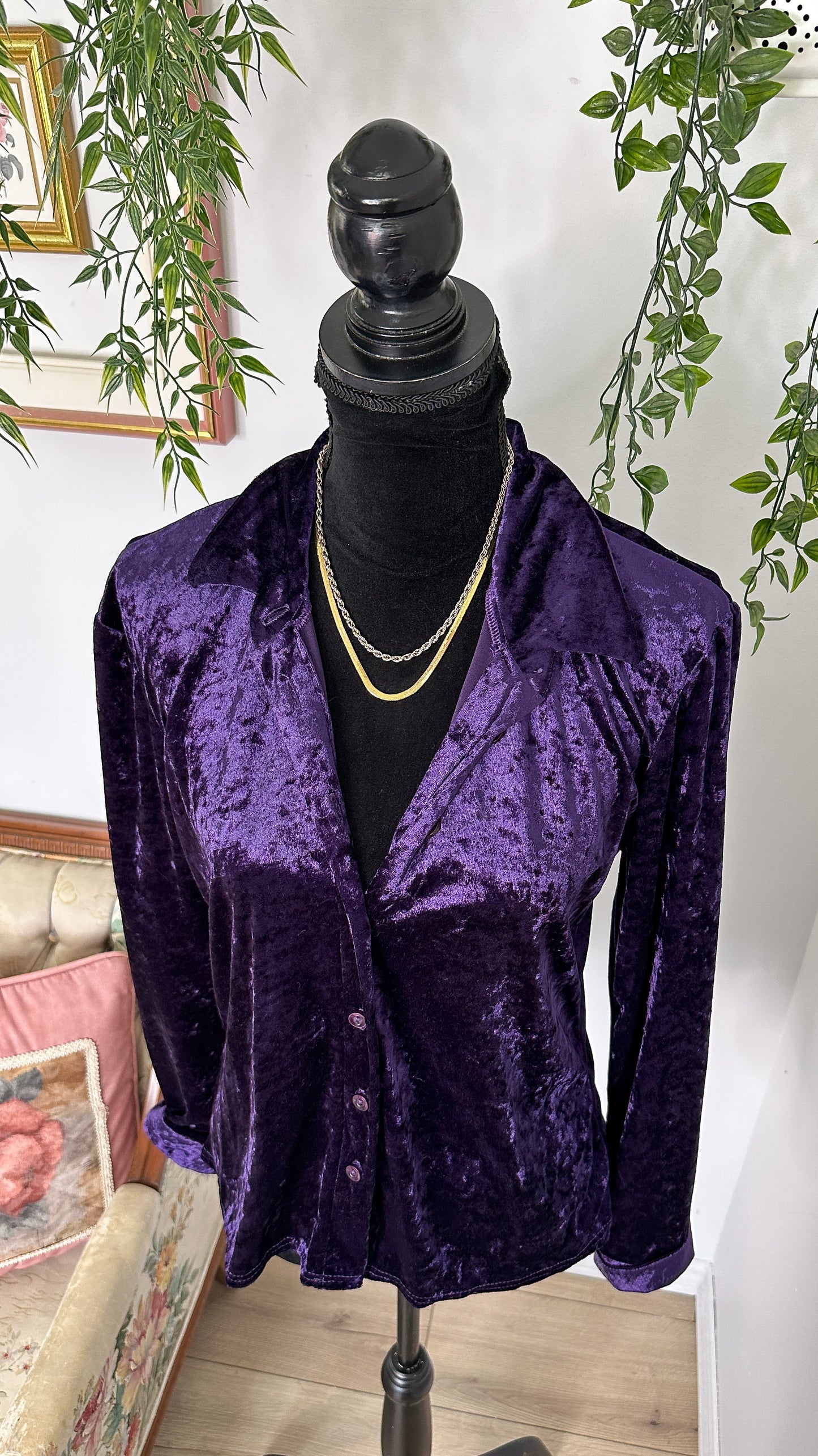 Mauve velvet blouse - medium