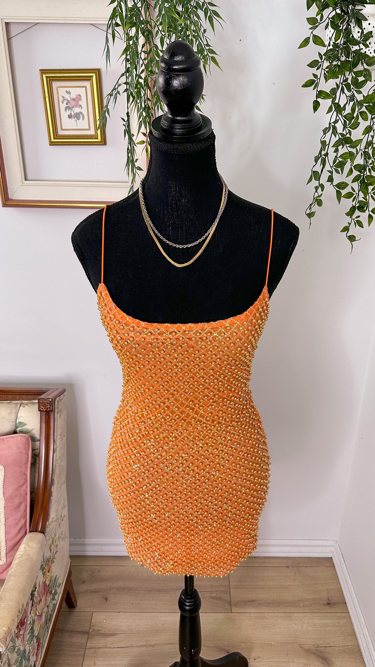 Pearl orange dress - x-small