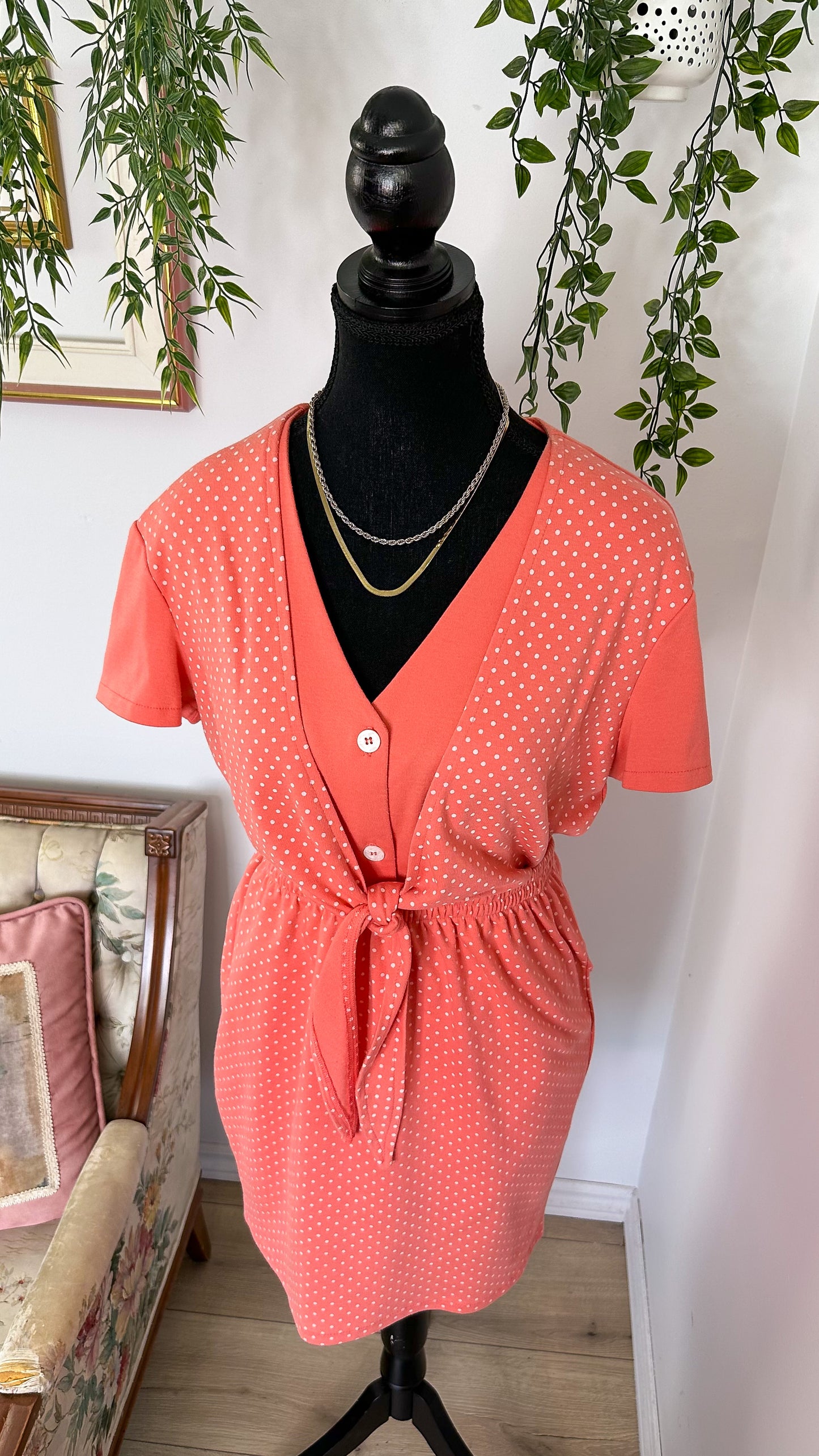 Ensemble t-shirt/jupe rose à pois- medium/large