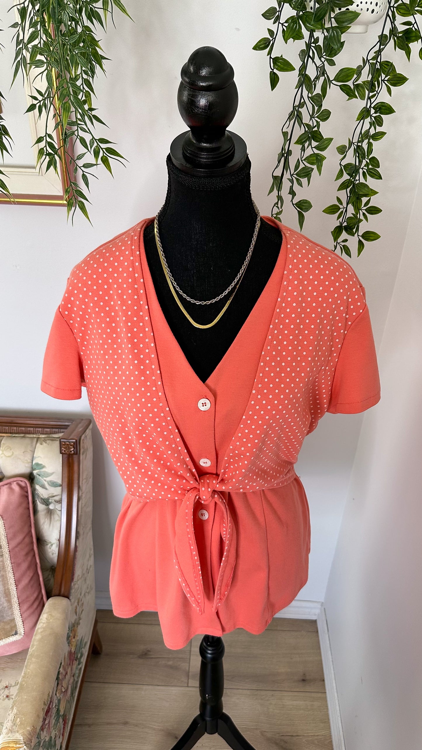 Ensemble t-shirt/jupe rose à pois- medium/large