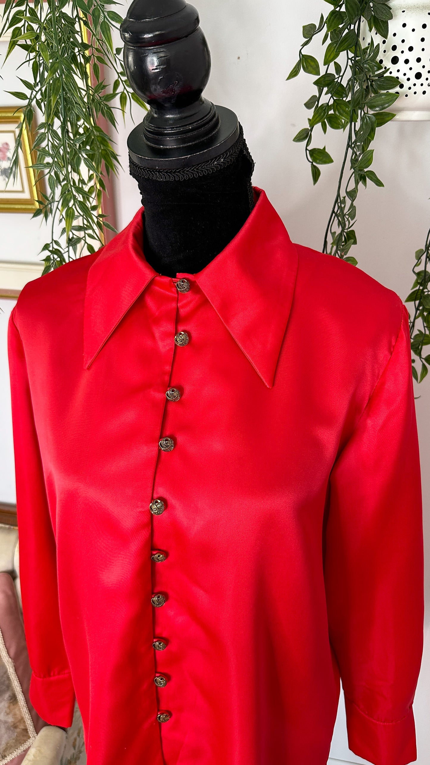 Red satin blouse - x-large