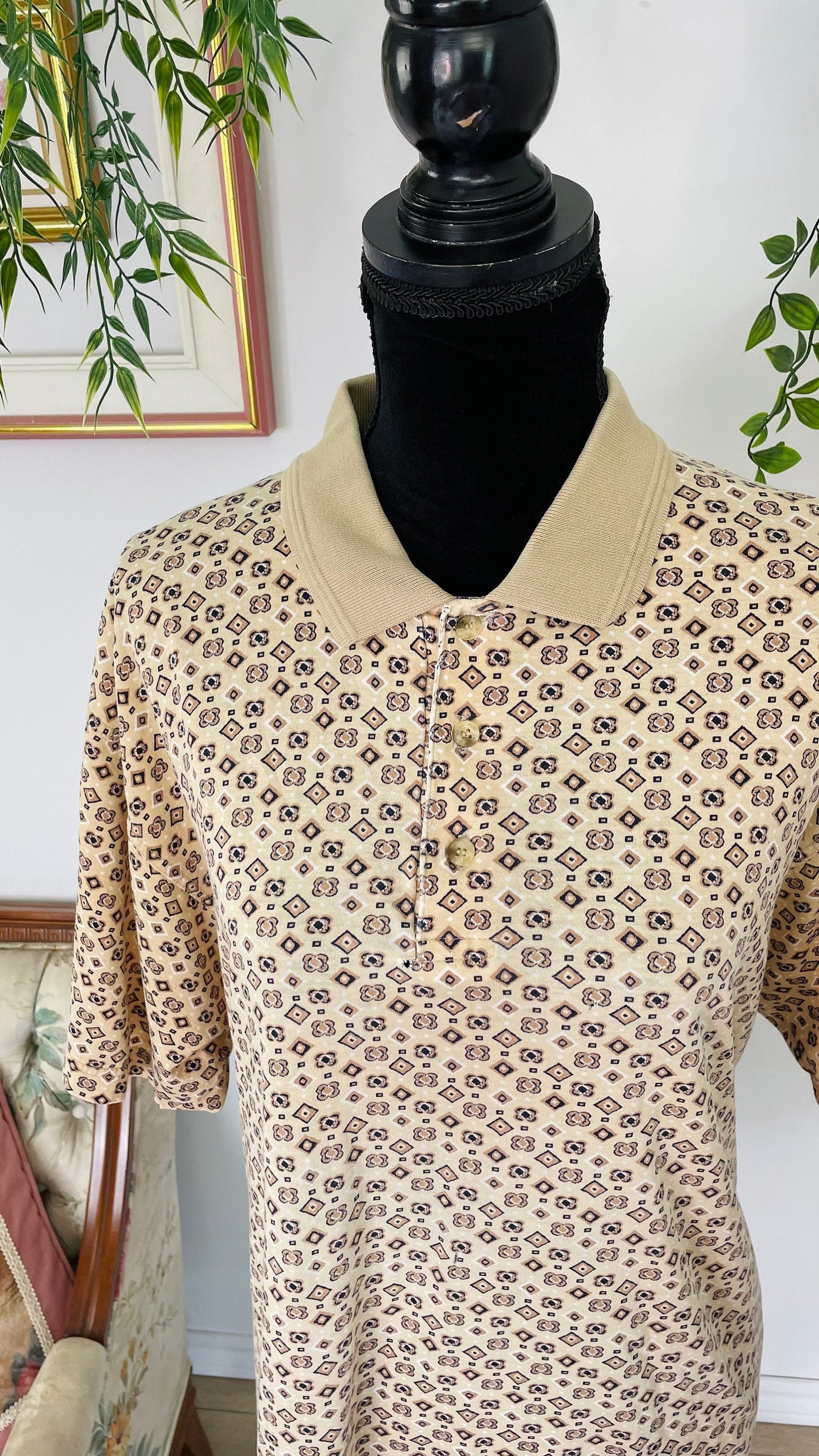 T-shirt style polo beige à motifs - x-large