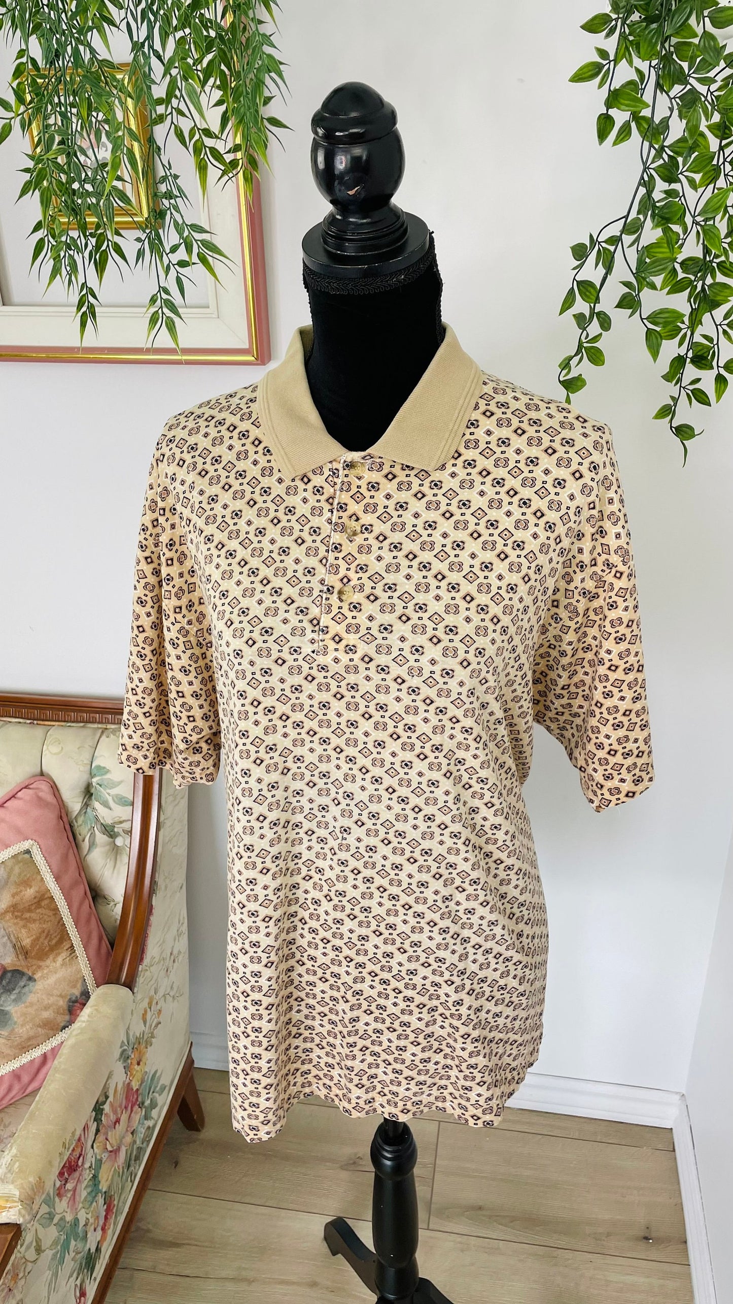 T-shirt style polo beige à motifs - x-large