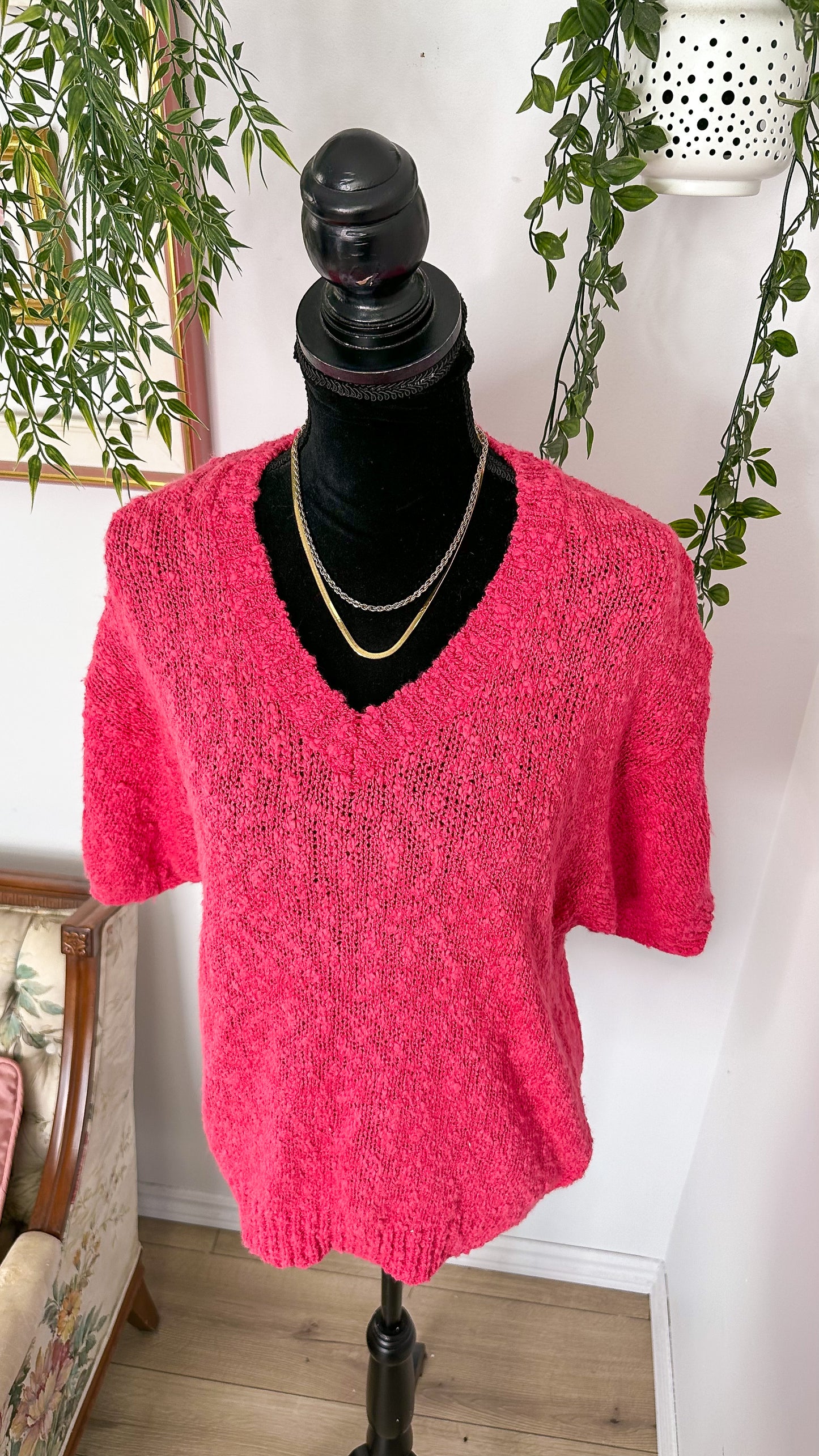 T-shirt en tricot rose- medium