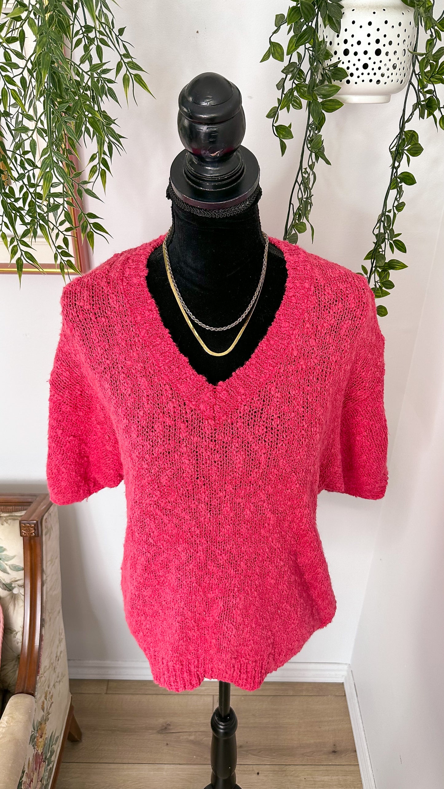T-shirt en tricot rose- medium