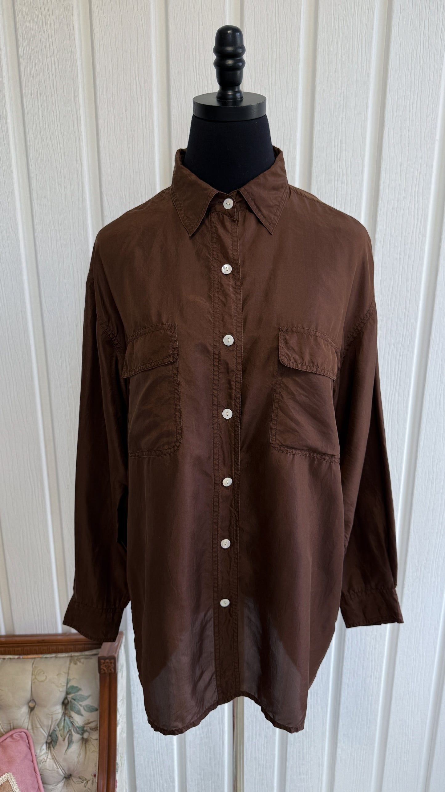 Chemisier en soie brun- medium