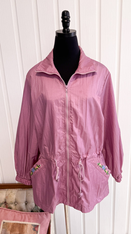 Manteau coupe-vent mauve fleuris- large