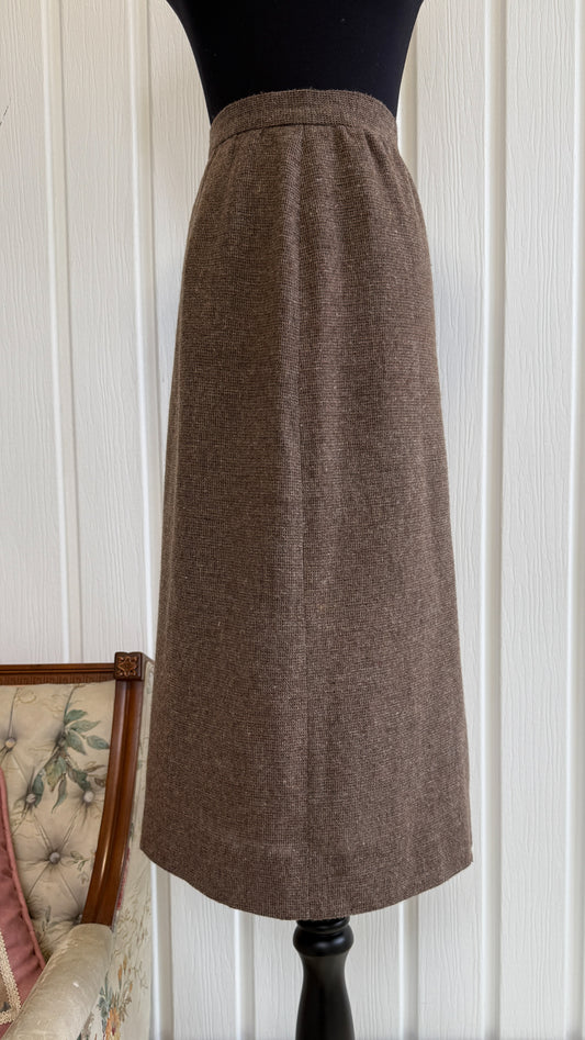 Jupe en lainage brune évasée- small