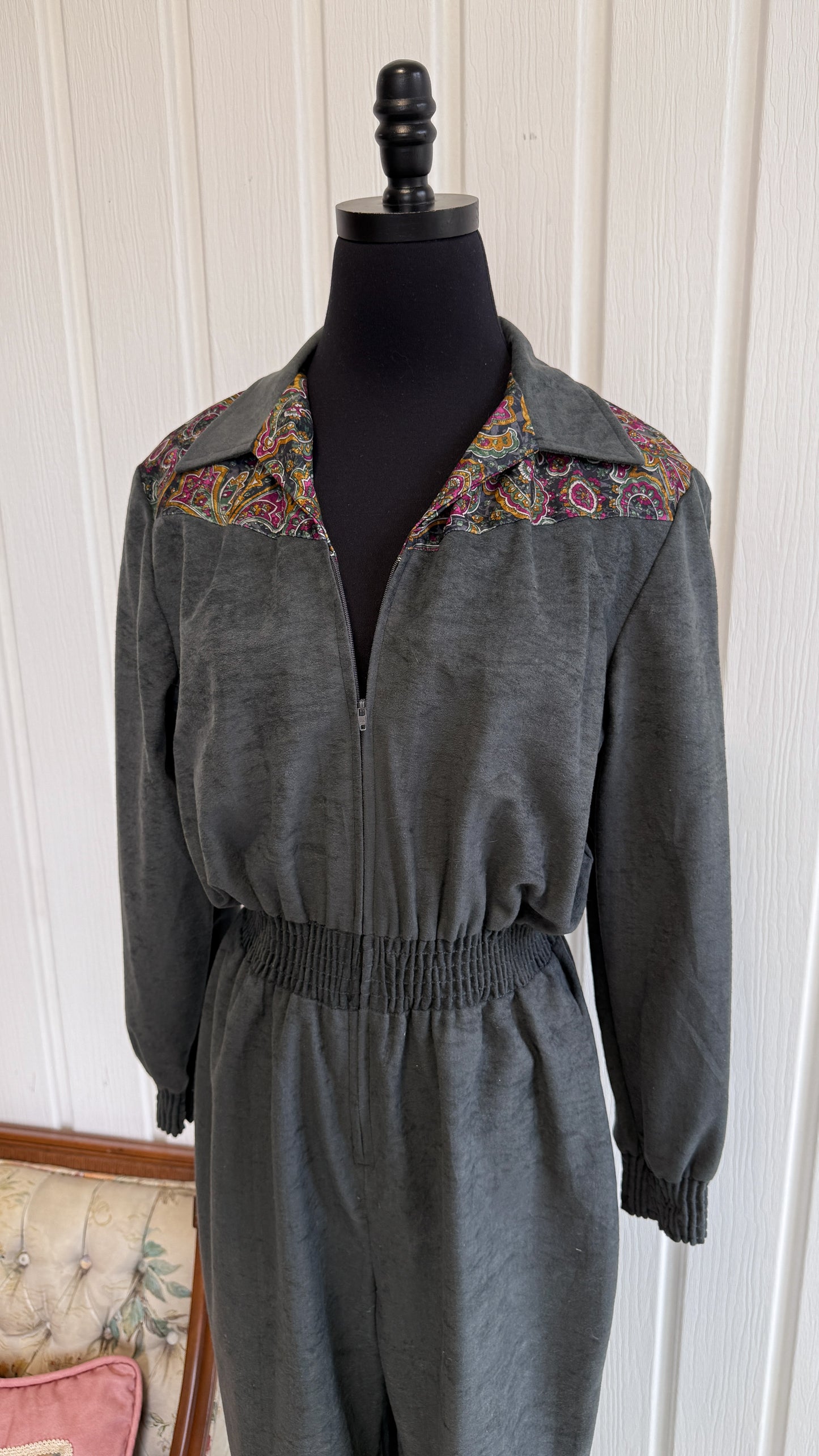 Jumpsuit en faux suède gris - large