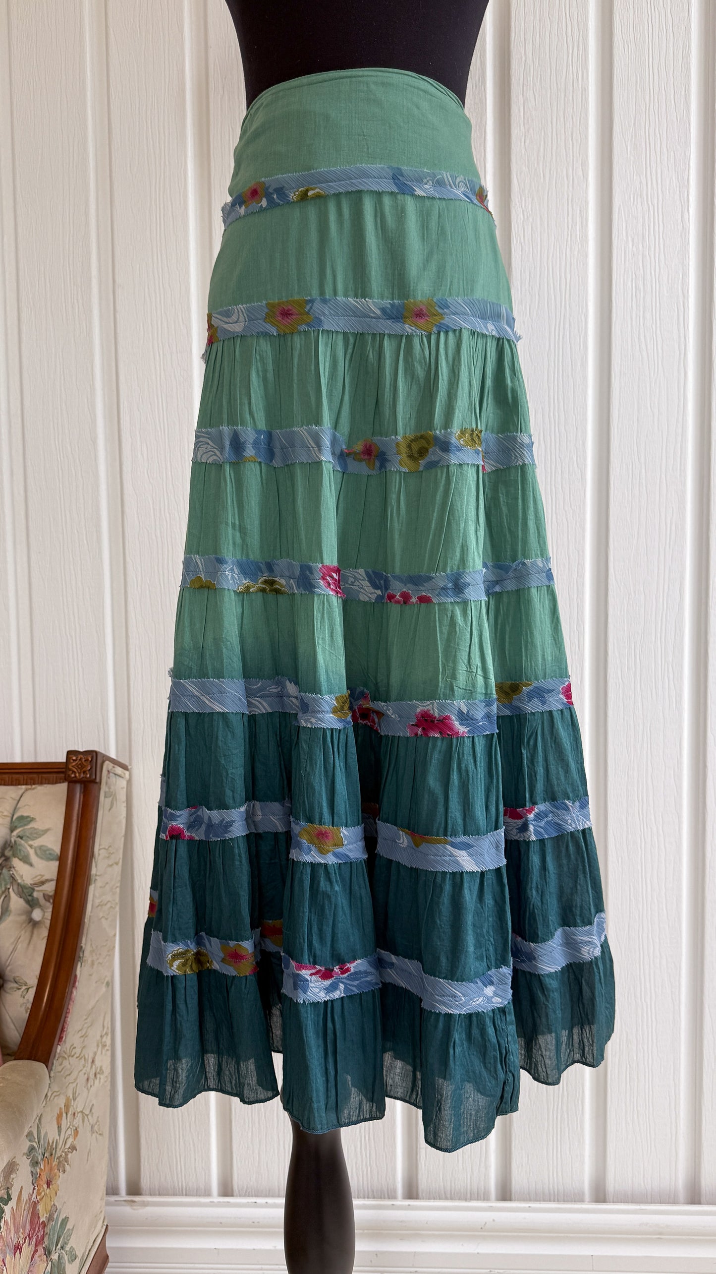 Jupe turquoise fleurie boho- medium