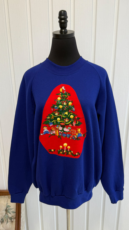 Chandail crewneck bleu sapin et jouets- x-largw