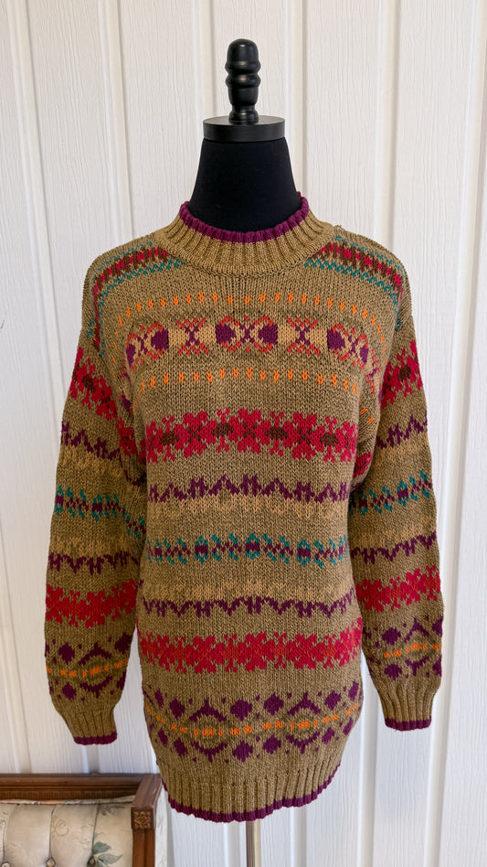 Chandail tricot caramel rayé-small