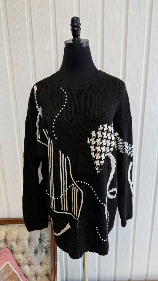 Chandail tricot noir et blanc- large