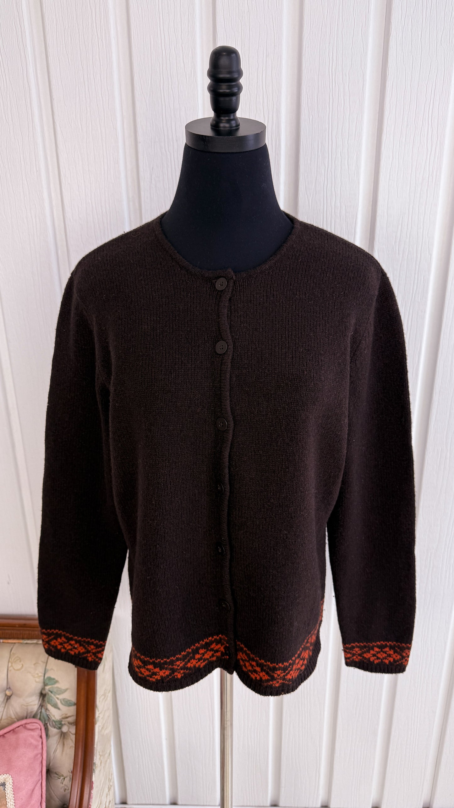 Cardigan laine d’agneau brun- large