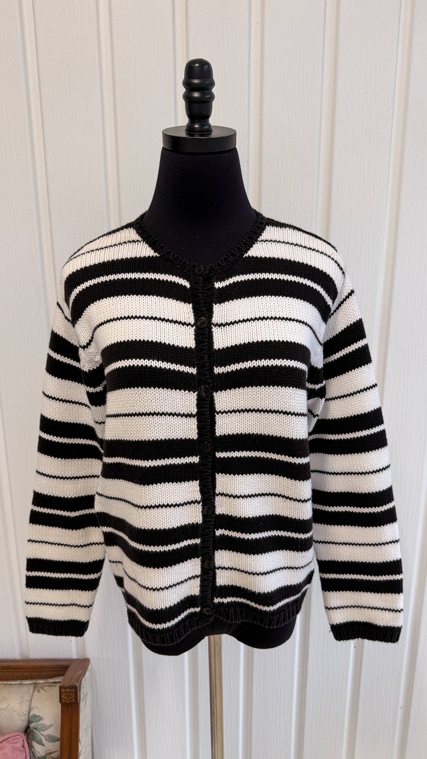 Cardigan tricot blanc et noir- small