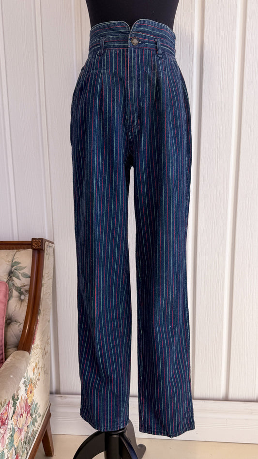 Jeans rayé rose et bleu- small