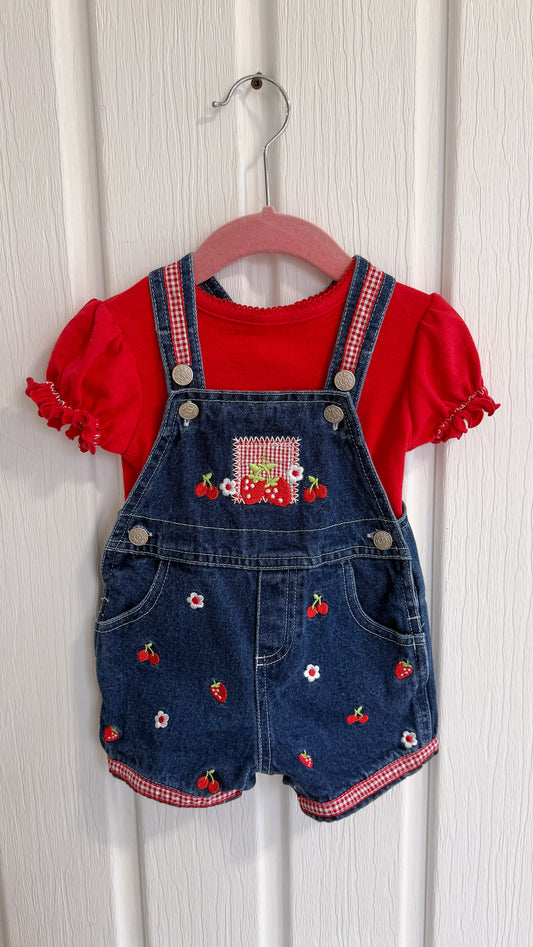 Enfants- ensemble t-shirt/salopette-short - 6-9mois