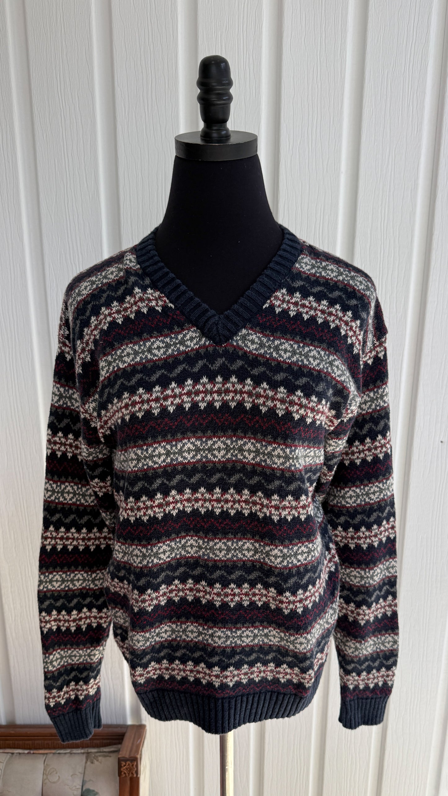 Chandail tricot marine rayé- small