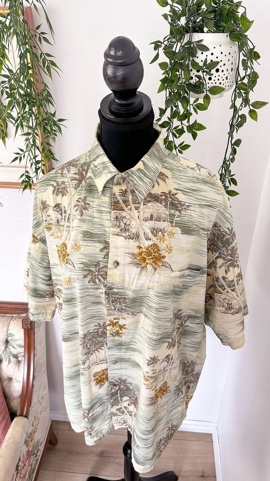Beige palm tree blouse - large