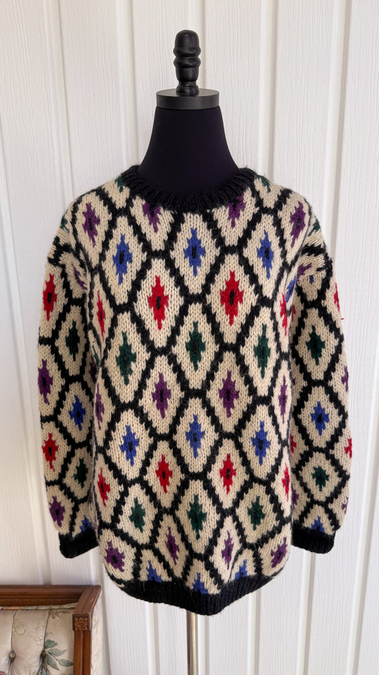 Chandail en lainage beige losanges- medium