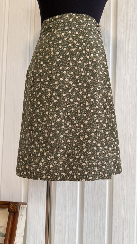 Jupe-short verte fleurie beige- x-large
