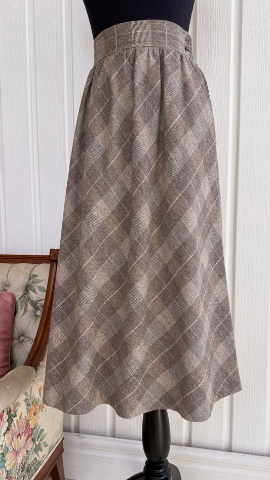 Beige wool flared skirt - small